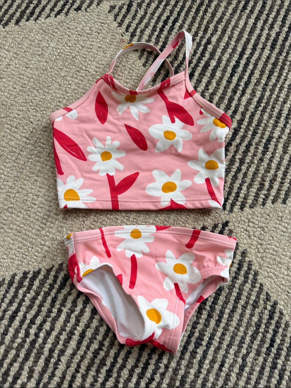Hanna Andersson Pink Floral Daisy Two-Piece Swim Set